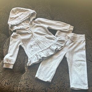 Juicy Couture Toddler Gray Ruffle Hoodie & Pants Set 18 months